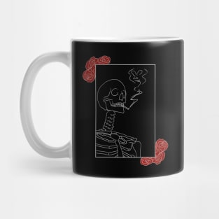 Smoking Skeleton With Roses | Death | Halloween Mug